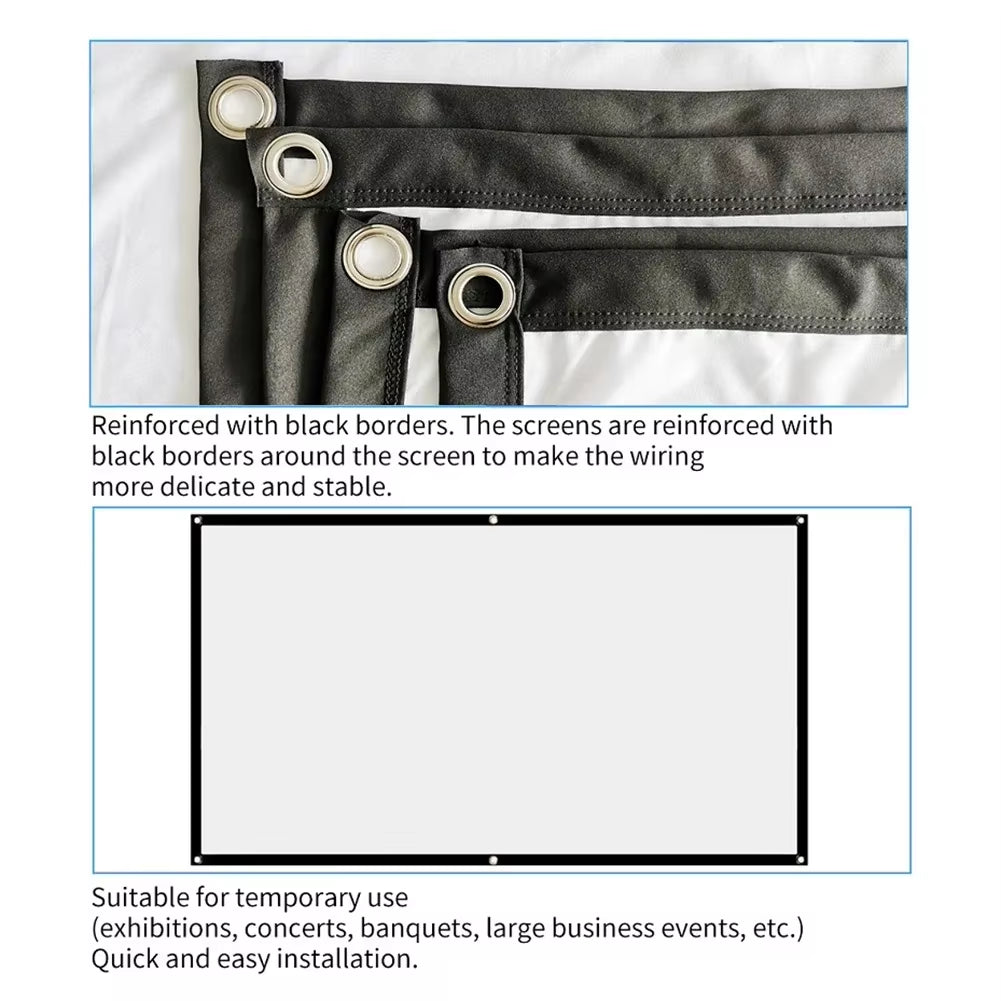 60/72/84/100/120/150 Inch High-Definition Simple Home Projector Screen Folding anti Glare Portable Projection Curtains Screen