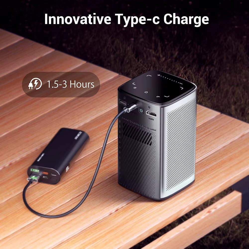 P70 Projector 4K 1080P DLP Mini Portable Projector Home Theater Smart Wi-Fi & Bluetooth for Movies & Gaming with Battery