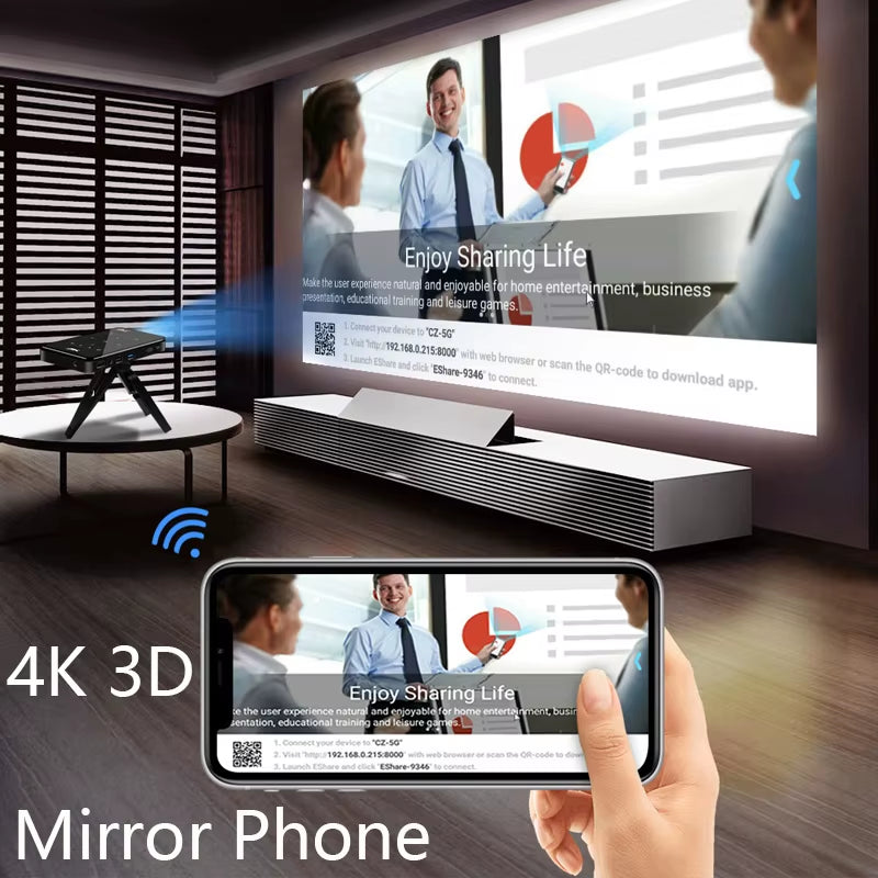 Smartidea New 3D 4K Phone Size HD Projector AC3 Android Wifi DLP Smart Proyector Beamer BT Battery Build-In Airplay Miracast