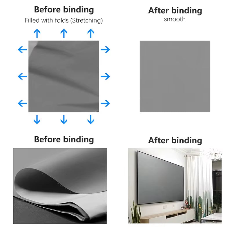 anti Light Projector Screen 120 100 60 Inch Professional Reflective Fabric Home Theater Cinema Screen 4K LED Laser Projector