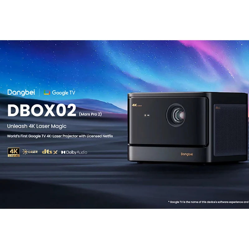 Mars Pro 2 Projector Native 4K 2450ISO Lumen Global Version HDR10+DLP 3840*2160Dpi Google TV for Home 3D Netflix Theater