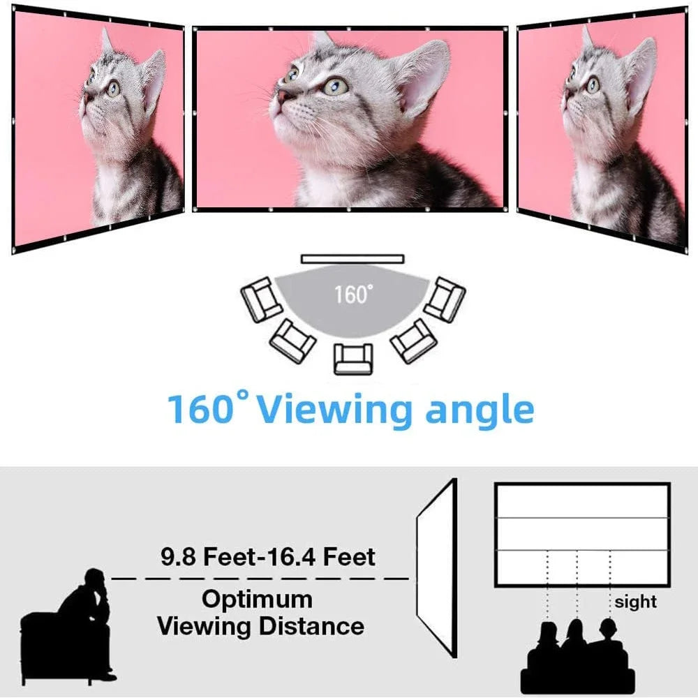 250" High-Density Portable Projector Screen - Foldable,Anti-Wrinkle,Dual-Sided HD Projection for Home,Outdoor,And Camping