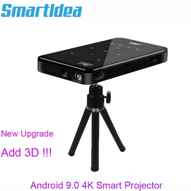 Smartidea New 3D 4K Phone Size HD Projector AC3 Android Wifi DLP Smart Proyector Beamer BT Battery Build-In Airplay Miracast