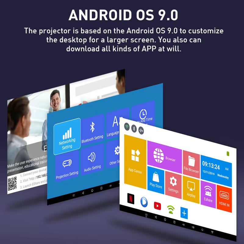 Smartidea New 3D 4K Phone Size HD Projector AC3 Android Wifi DLP Smart Proyector Beamer BT Battery Build-In Airplay Miracast