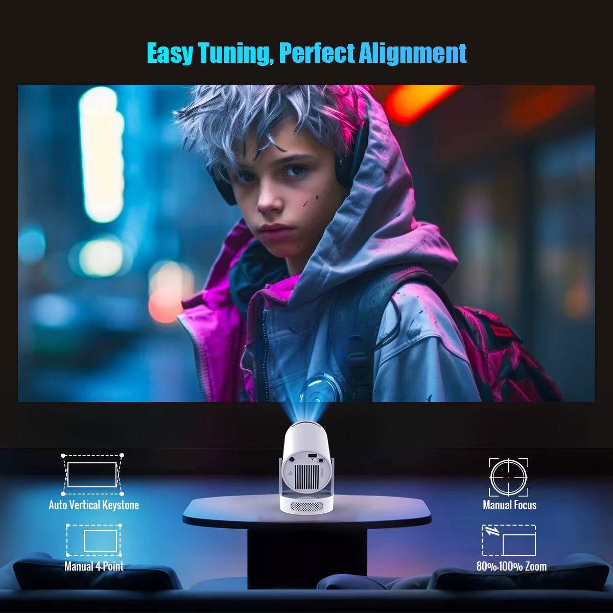 Projector HY300 PRO + 4K Android 11 Dual Wifi6 Allwinner H713 BT5.4 1080P 1280*720P Home Cinema Outdoor Projetor