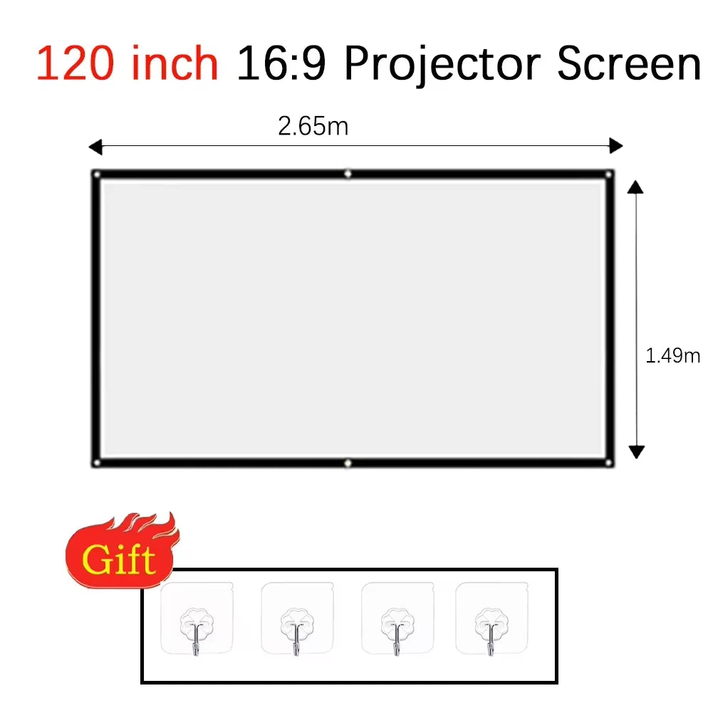 60/72/84/100/120/150 Inch High-Definition Simple Home Projector Screen Folding anti Glare Portable Projection Curtains Screen