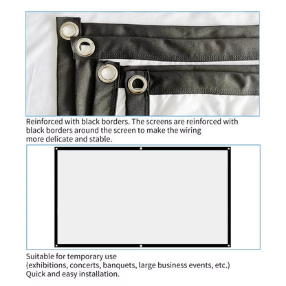 60/72/84/100/120/150 Inch High-Definition Simple Home Projector Screen Folding anti Glare Portable Projection Curtains Screen