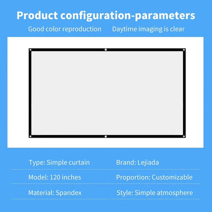 60/72/84/100/120/150 Inch High-Definition Simple Home Projector Screen Folding anti Glare Portable Projection Curtains Screen