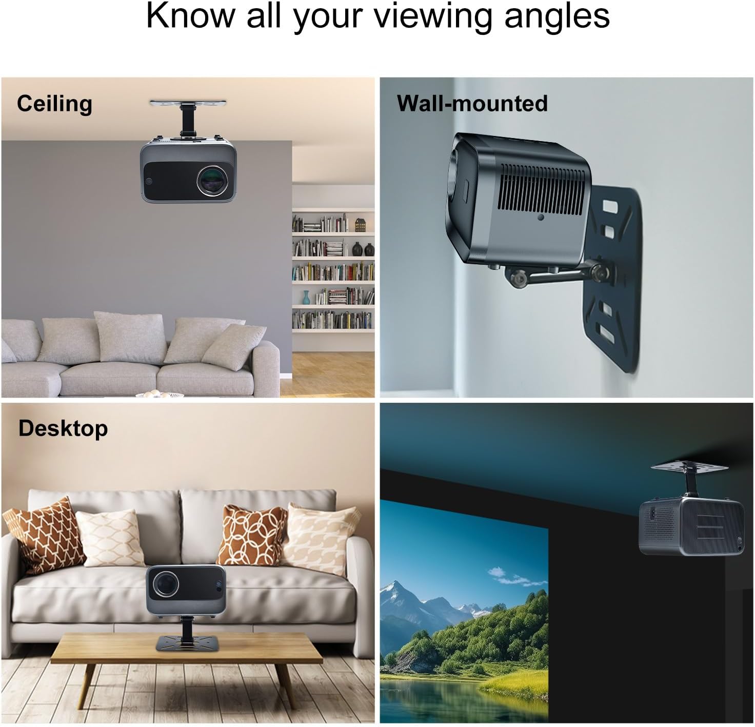 Projector Stand Table,  Desktop Foldable Stand, Projector Ceiling Mount, Easy Setup with 180-Degree Adjustment, Compatible W HAPPRUN, TMY, PANSEBA, Auking, YABER, ONOAYO, Aurzen D1 and More