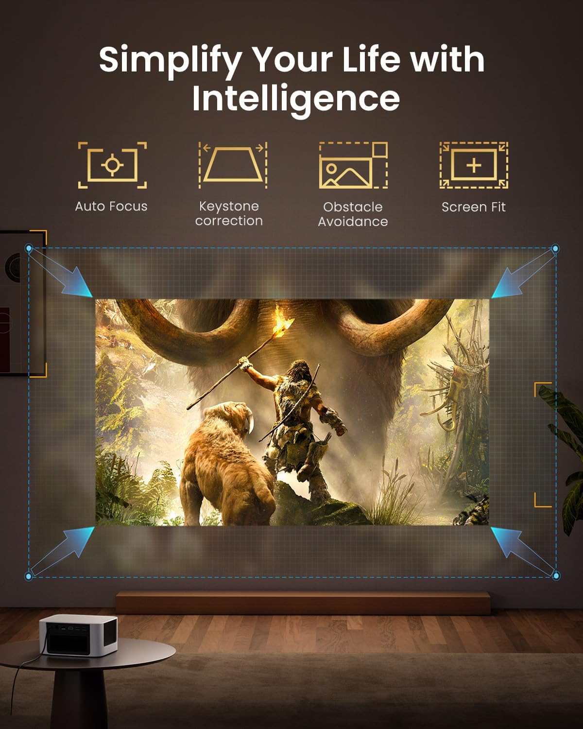Neo Mini Portable Projector 1080P, 540 ISO Lumens, Netflix Officially-Licensed,180" Display, 2X6W Dolby Audio, HDR10, Auto Focus, DLP Projector with Wifi and Bluetooth