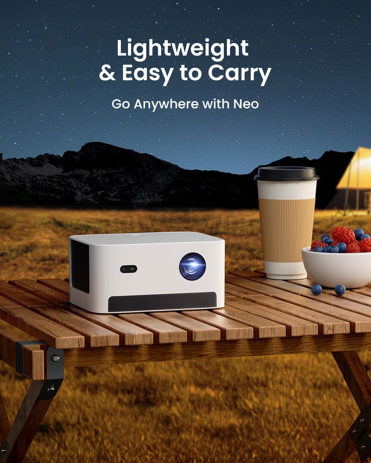 Neo Mini Portable Projector 1080P, 540 ISO Lumens, Netflix Officially-Licensed,180" Display, 2X6W Dolby Audio, HDR10, Auto Focus, DLP Projector with Wifi and Bluetooth