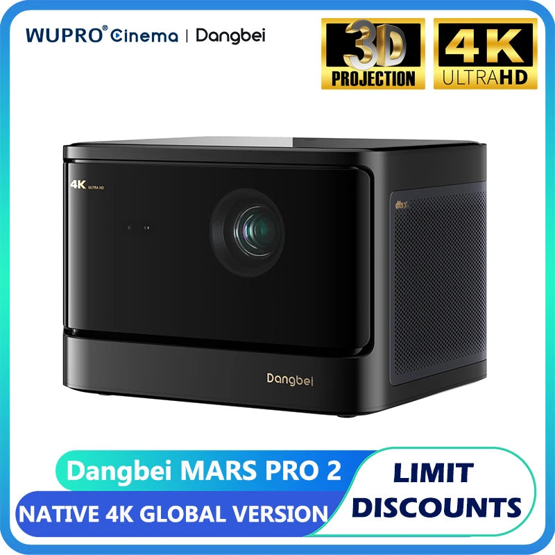 Mars Pro 2 Projector Native 4K 2450ISO Lumen Global Version HDR10+DLP 3840*2160Dpi Google TV for Home 3D Netflix Theater