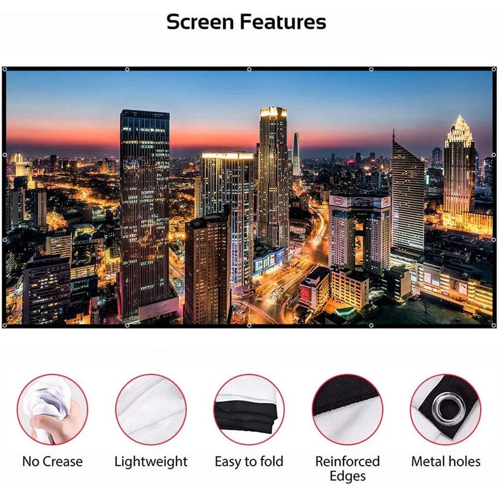 250" High-Density Portable Projector Screen - Foldable,Anti-Wrinkle,Dual-Sided HD Projection for Home,Outdoor,And Camping