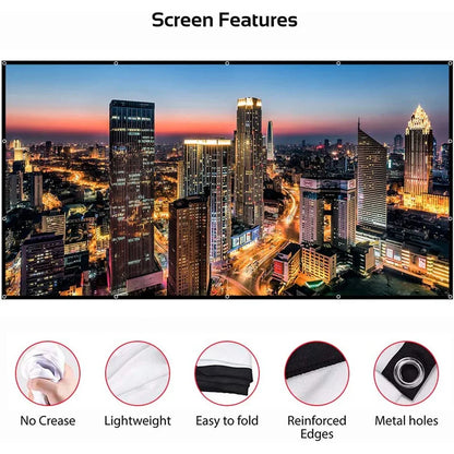 250" High-Density Portable Projector Screen - Foldable,Anti-Wrinkle,Dual-Sided HD Projection for Home,Outdoor,And Camping