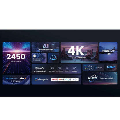 Mars Pro 2 Projector Native 4K 2450ISO Lumen Global Version HDR10+DLP 3840*2160Dpi Google TV for Home 3D Netflix Theater