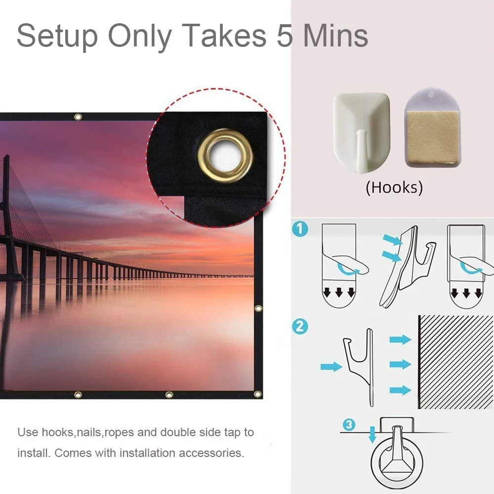 250" High-Density Portable Projector Screen - Foldable,Anti-Wrinkle,Dual-Sided HD Projection for Home,Outdoor,And Camping