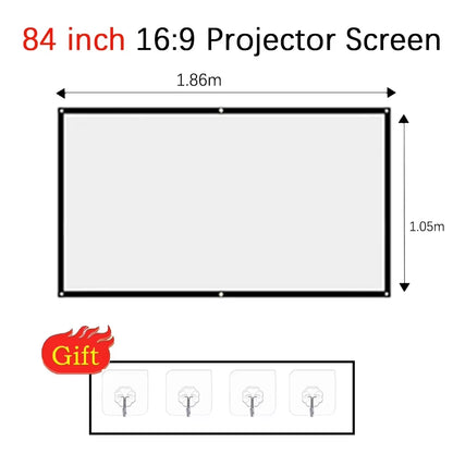 60/72/84/100/120/150 Inch High-Definition Simple Home Projector Screen Folding anti Glare Portable Projection Curtains Screen