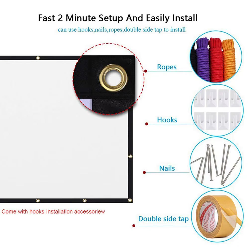 60/72/84/100/120/150 Inch High-Definition Simple Home Projector Screen Folding anti Glare Portable Projection Curtains Screen