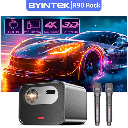 R90 Rock Full HD 1080P DLP Projector 2200 ANSI Lumens Android TV 11.0 3D 4K Supported Smart Home Theater Projector